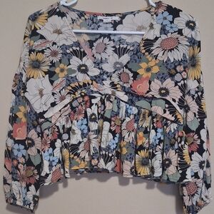 O'Neill Floral Blouse - Black, White, Yellow, Pink, Blue Viscose Comfort